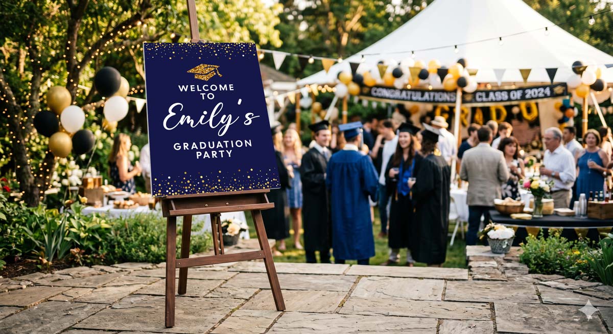 Glittery Graduate Celebration Sign - Image 3