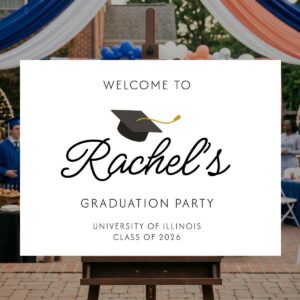 Tip of the Hat – Graduation Party Welcome Sign – Landscape Orientation